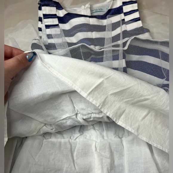 Abel & Lula Girls Striped Metallic Blue and White Summer Dress size 5/ 110 cm - Picture 6 of 6